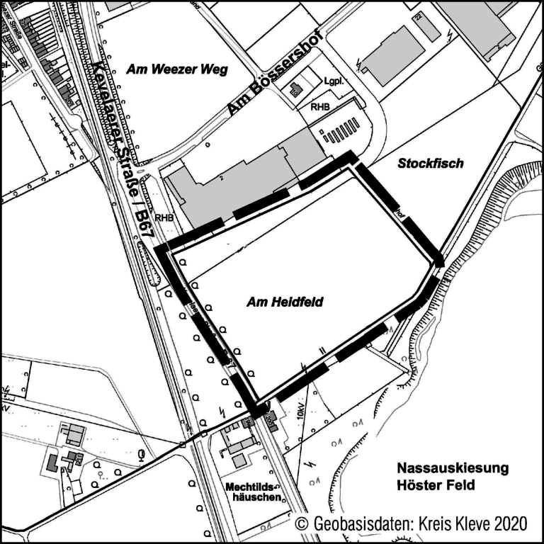 Grafische Darstellung zur 104. Änderung des Flächennutzungsplanes der Stadt Goch (Rechte: Zweckverband Gewerbepark Weeze – Goch)